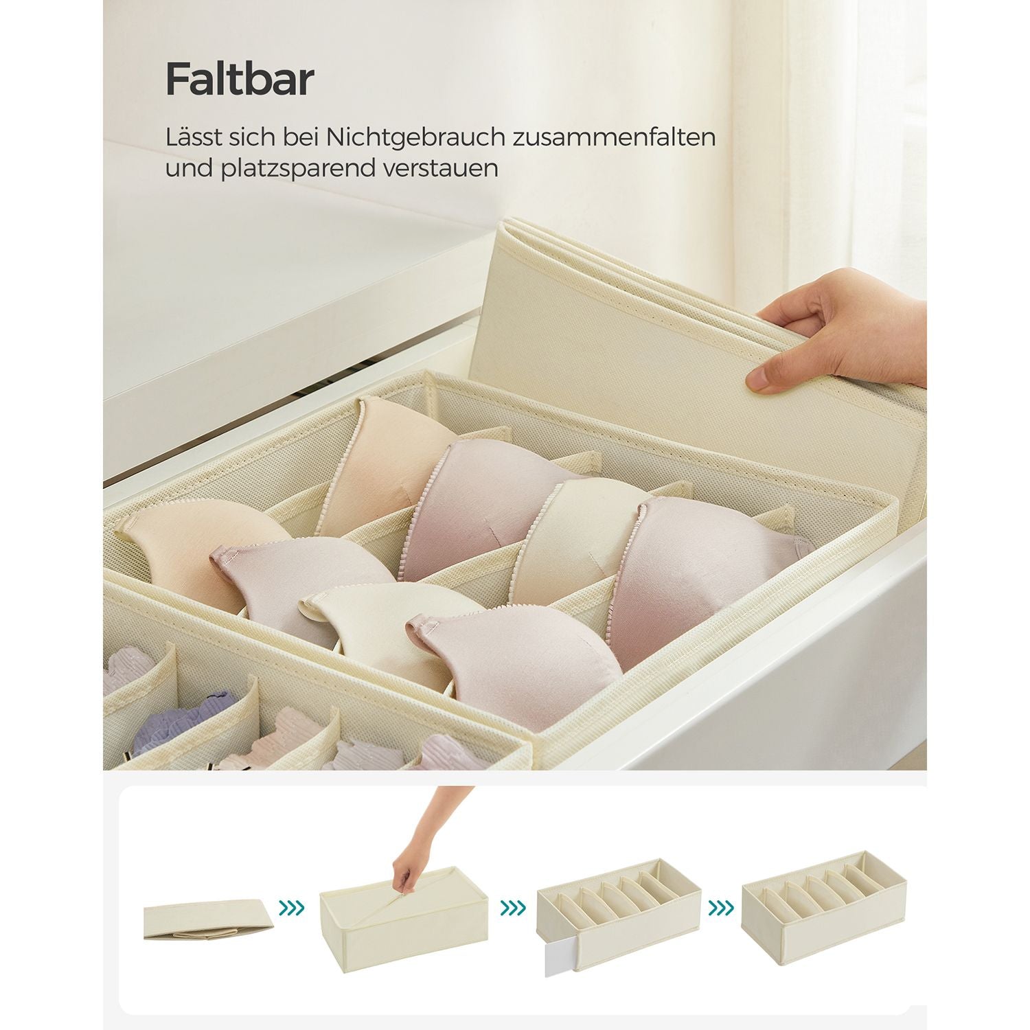 unterwäsche aufbewahren 8er-Set Aufbewahrungsboxen für Unterwäsche Beige – Hansiro.de