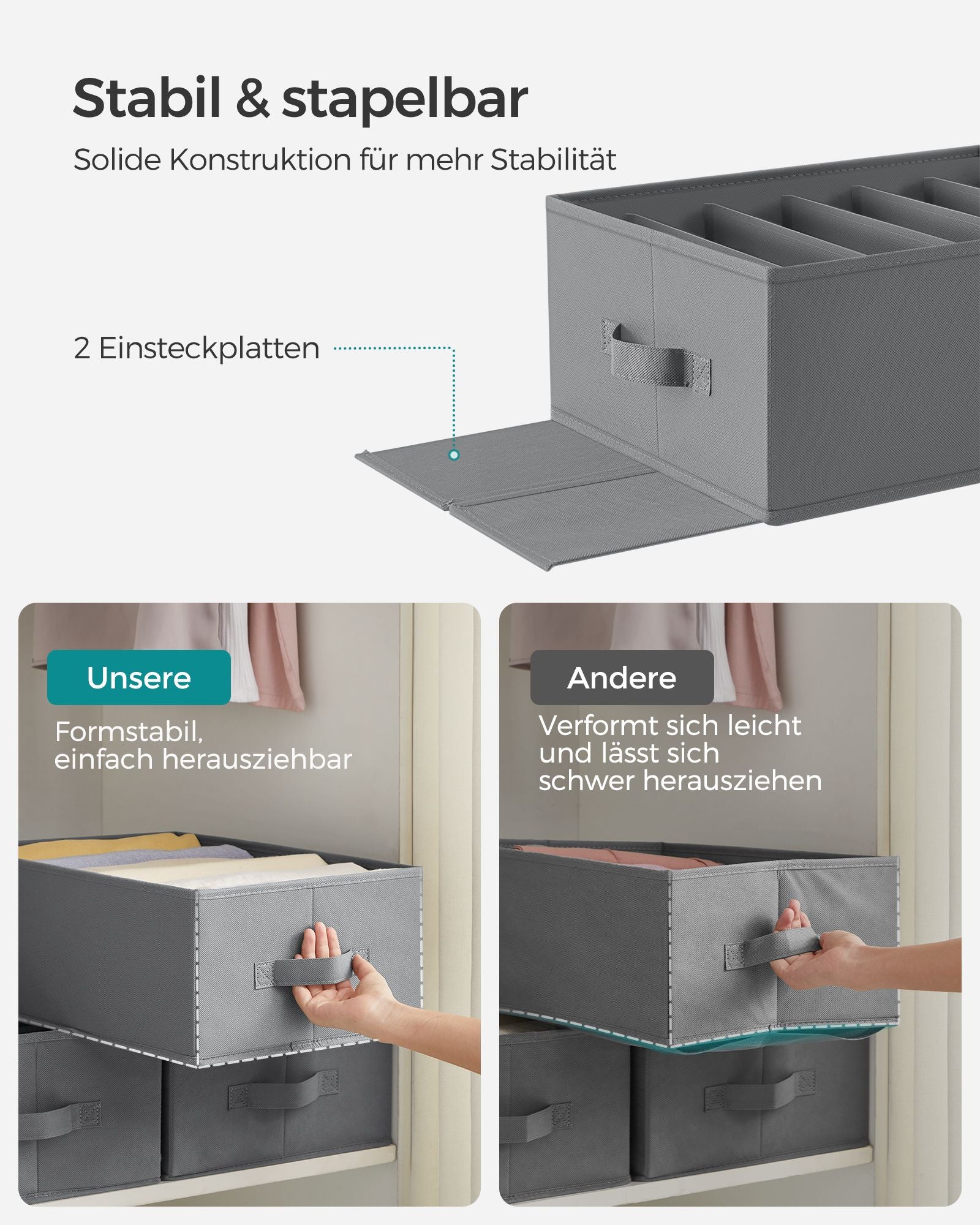 2er-Set Kleiderschrank mit 6 Fächern Taubengrau –