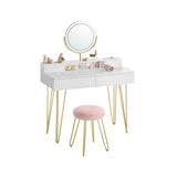 NEU Schminktisch mit Hocker und Beleuchtung 40 x 100 x 134,8 cm mattweiß