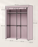 NEU Kleiderschrank mit 2 Kleiderstangen faltbar lavendellila 140 x 43 x 174 cm grau