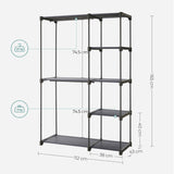 NEU offener Kleiderschrank selbsttragend vertikales Regal 112 x 43 x 165 cm schwarz