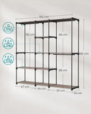NEU freistehende Garderobe mit Kleiderstangen taupe 43 x 182 x 182 cm schwarz