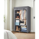 Stoffschrank mit Kleiderstange Grau