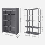 Stoffschrank mit Kleiderstange Grau