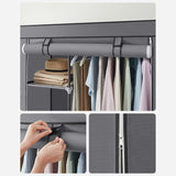 Stoffschrank mit Kleiderstange Grau