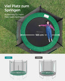 NEU Trampolin Ø 183 cm mit Netz für Garten dunkelgrün