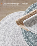 NEU Teppich rund 120 cm d Boho-Stil taubengrau