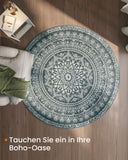 NEU Teppich rund 160 cm d Boho-Stil anthrazitgrau Taubengrau