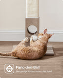 NEU Katzenkratzbaum aus natürlichem Sisalseil mit Plüsch-Spielball vintagebraun