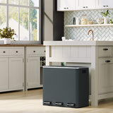 Mülleimer Mülltrennsystem 3 x 18 L Schwarz-Grau