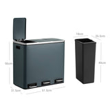 Mülleimer Mülltrennsystem 3 x 18 L Schwarz-Grau