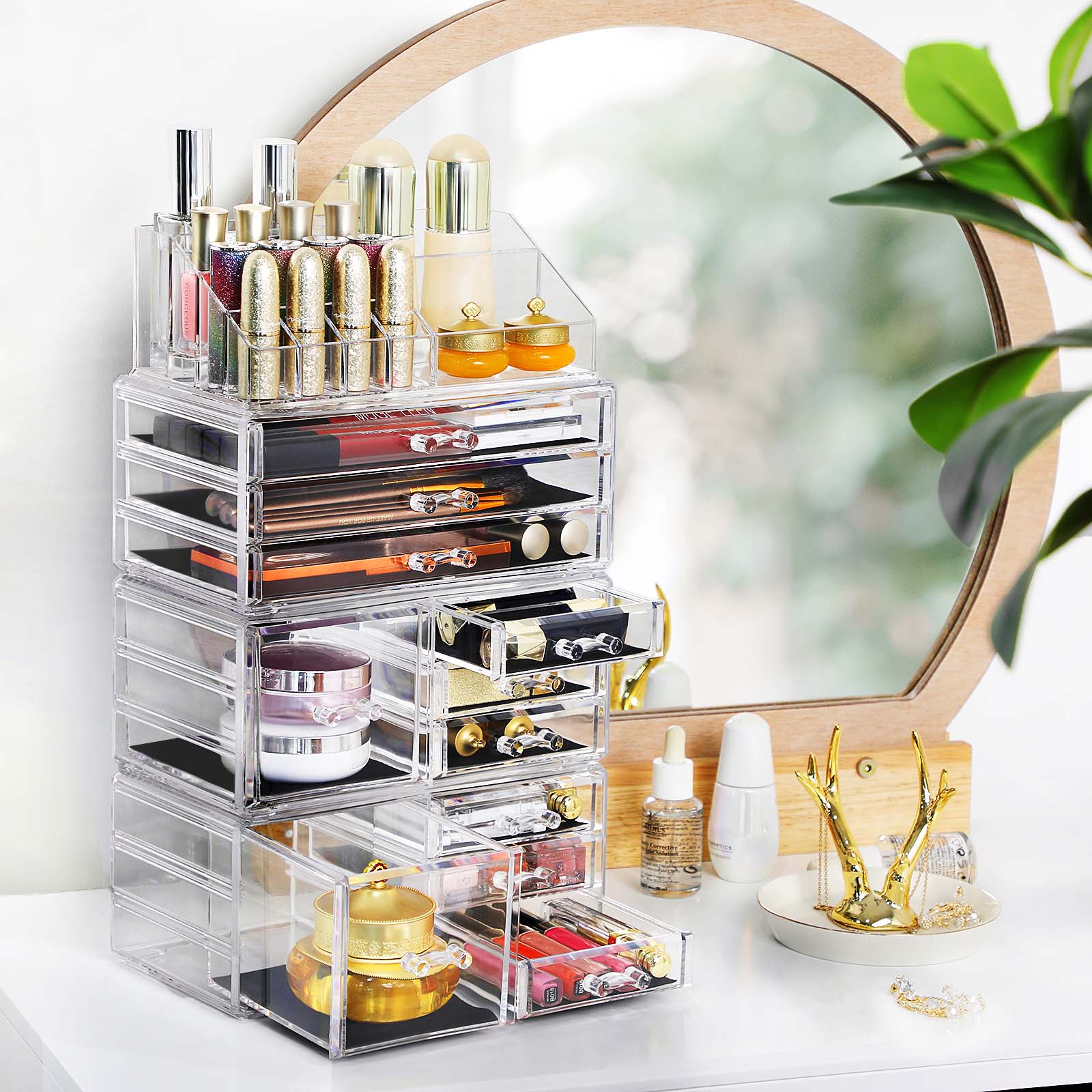 Make-up Organizer Kosmetik-Aufbewahrung aus Acryl Schwarz-Transparent