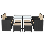 Gartenmöbel-Set Polyrattan Lounge 9-teilig Schwarz-Beige