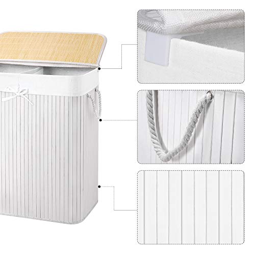 Wäschekorb mit 2 Fächern 100 L Weiß