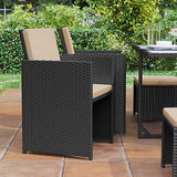 Gartenmöbel-Set Polyrattan Lounge 9-teilig Schwarz-Beige