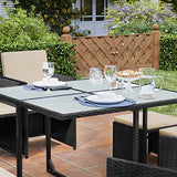 Gartenmöbel-Set Polyrattan Lounge 9-teilig Schwarz-Beige