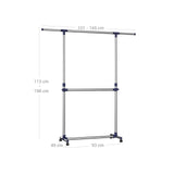 Kleiderständer (101-163) x 49 x (113-198) cm Silbern