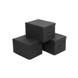 3er-Set Aufbewahrungsbox Faltbox 40 x 30 x 25 cm Schwarz