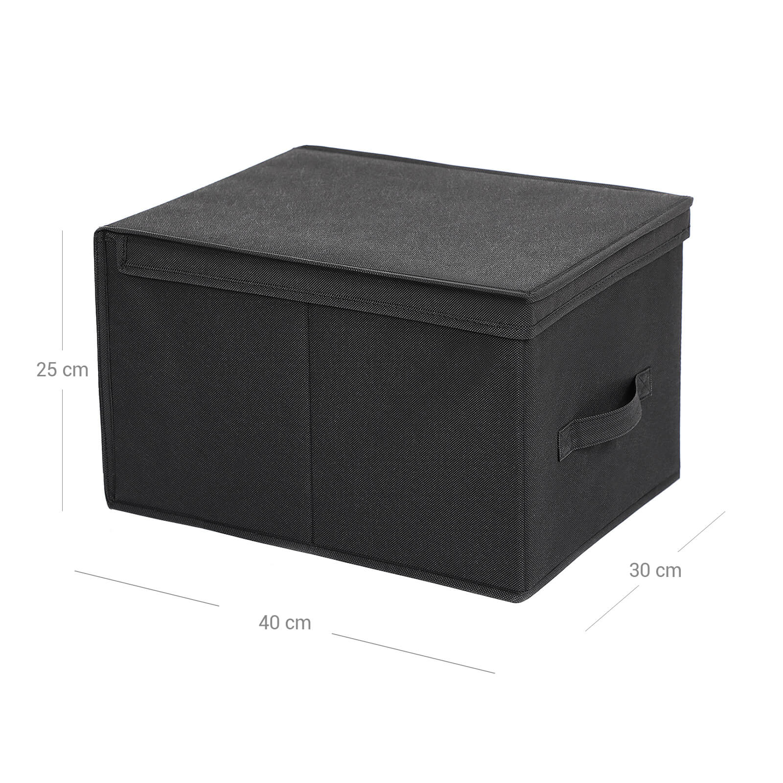 3er-Set Aufbewahrungsbox Faltbox 40 x 30 x 25 cm Schwarz