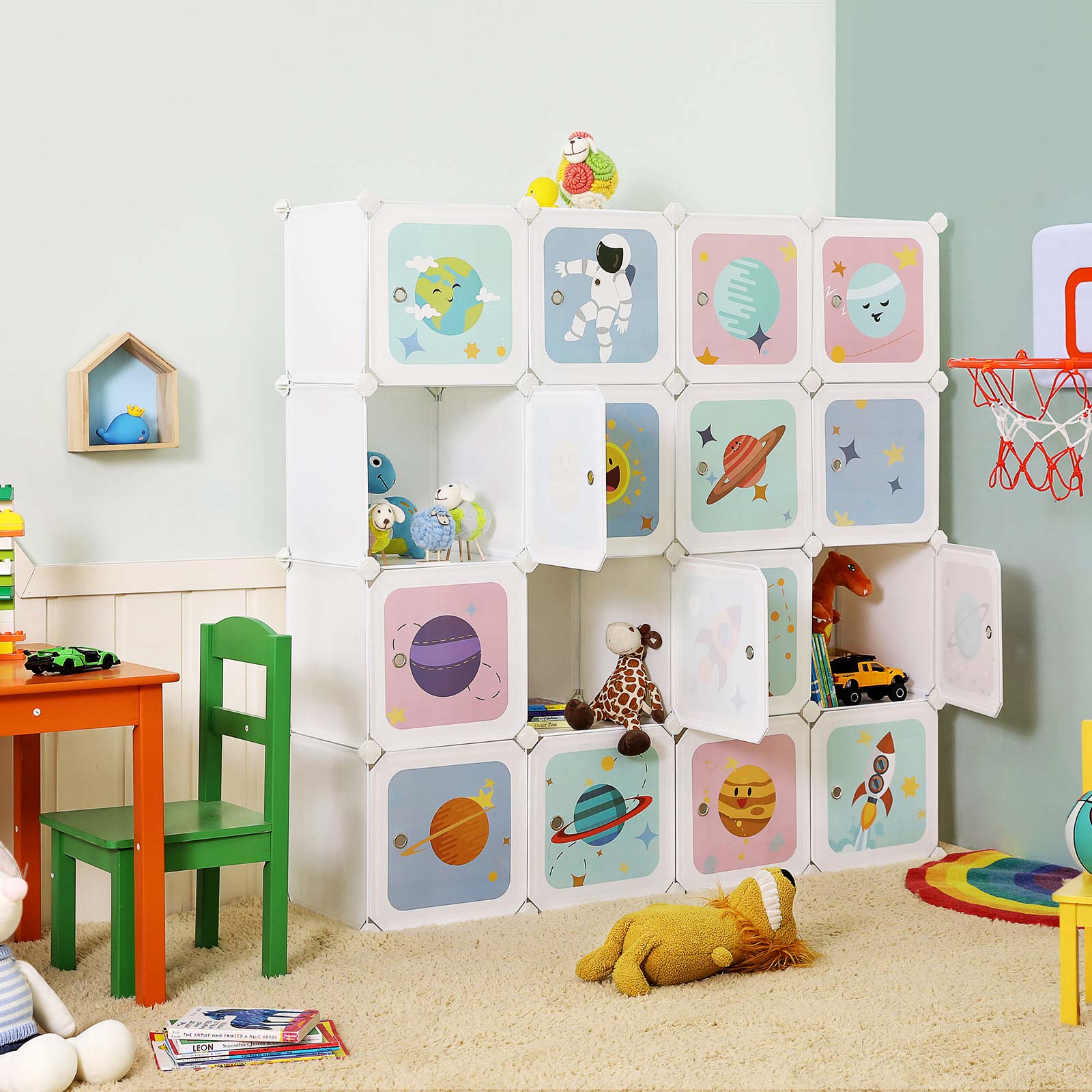 Hansiro Aufbewahrungsschrank für Kinder Regalsystem 123 x 31 x 123 cm Weiß –