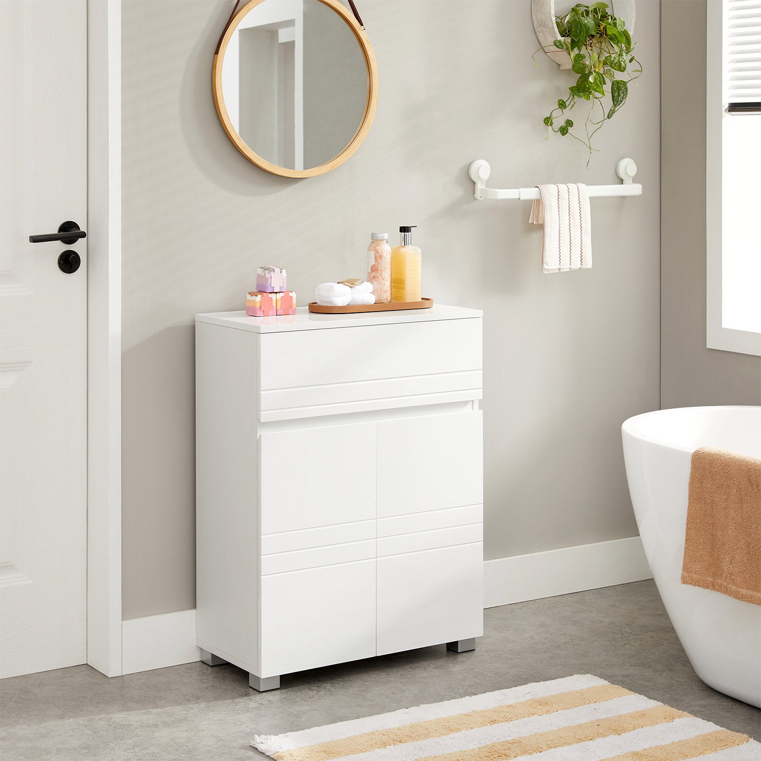 Hansiro Badezimmerschrank Sideboard mit Schublade 60 x 30 x 80 cm Weiß –