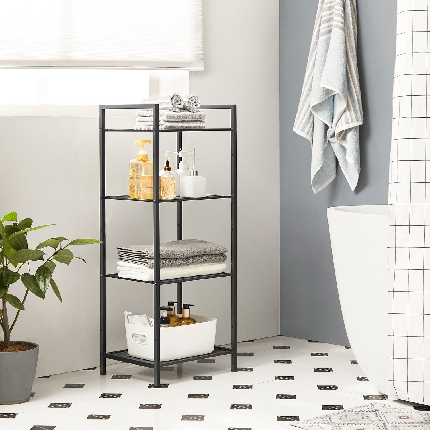 Hansiro Standregal Küchenregal Badregal 38 x 30 x 96 cm Schwarz –