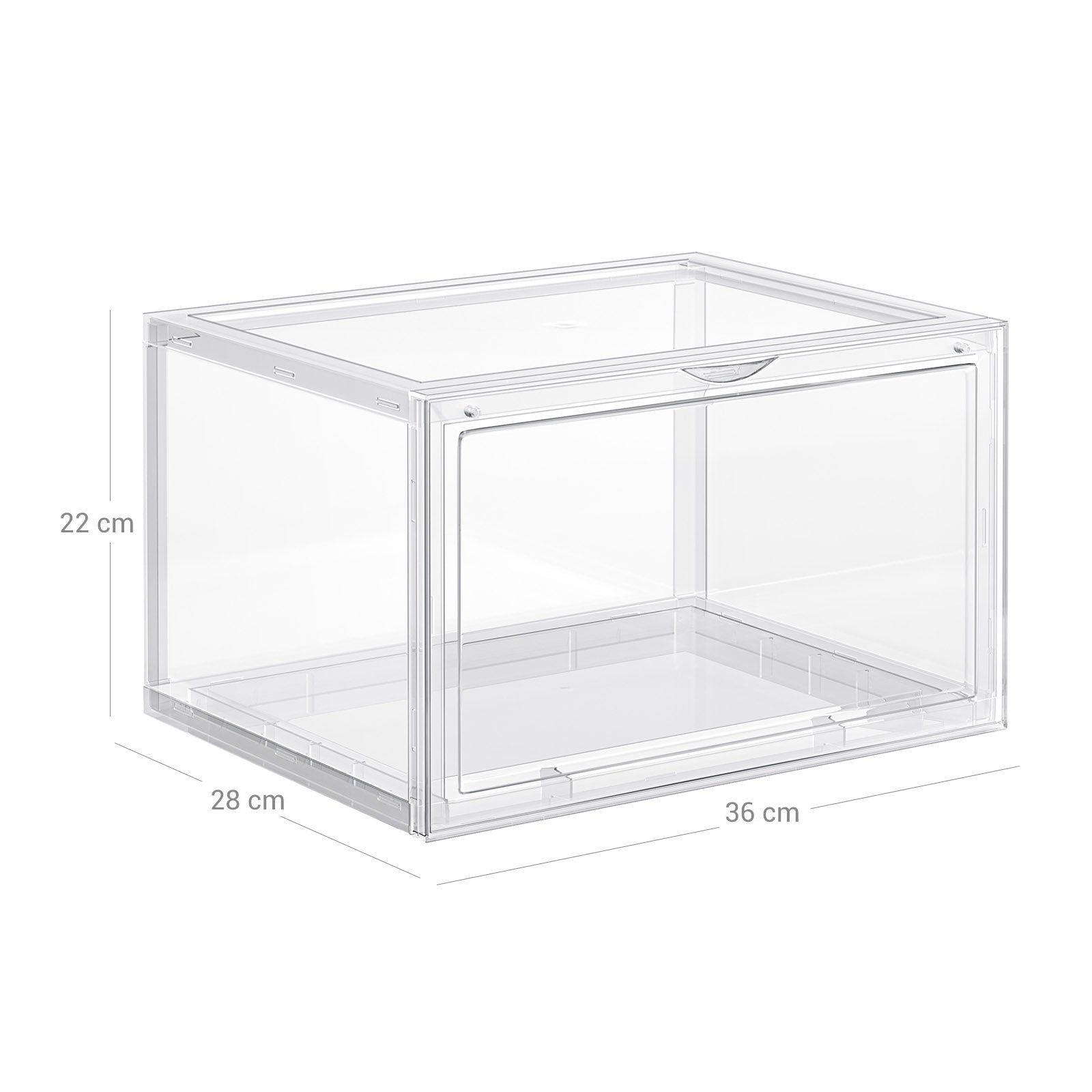 6er-Set Schuhbox Schuhorganizer 36 x 28 x 22 cm Weiß-Transparent
