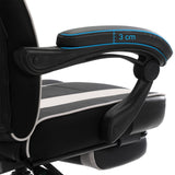 Gaming Stuhl Schreibtischstuhl bis 150 kg belastbar Schwarz-Weiß