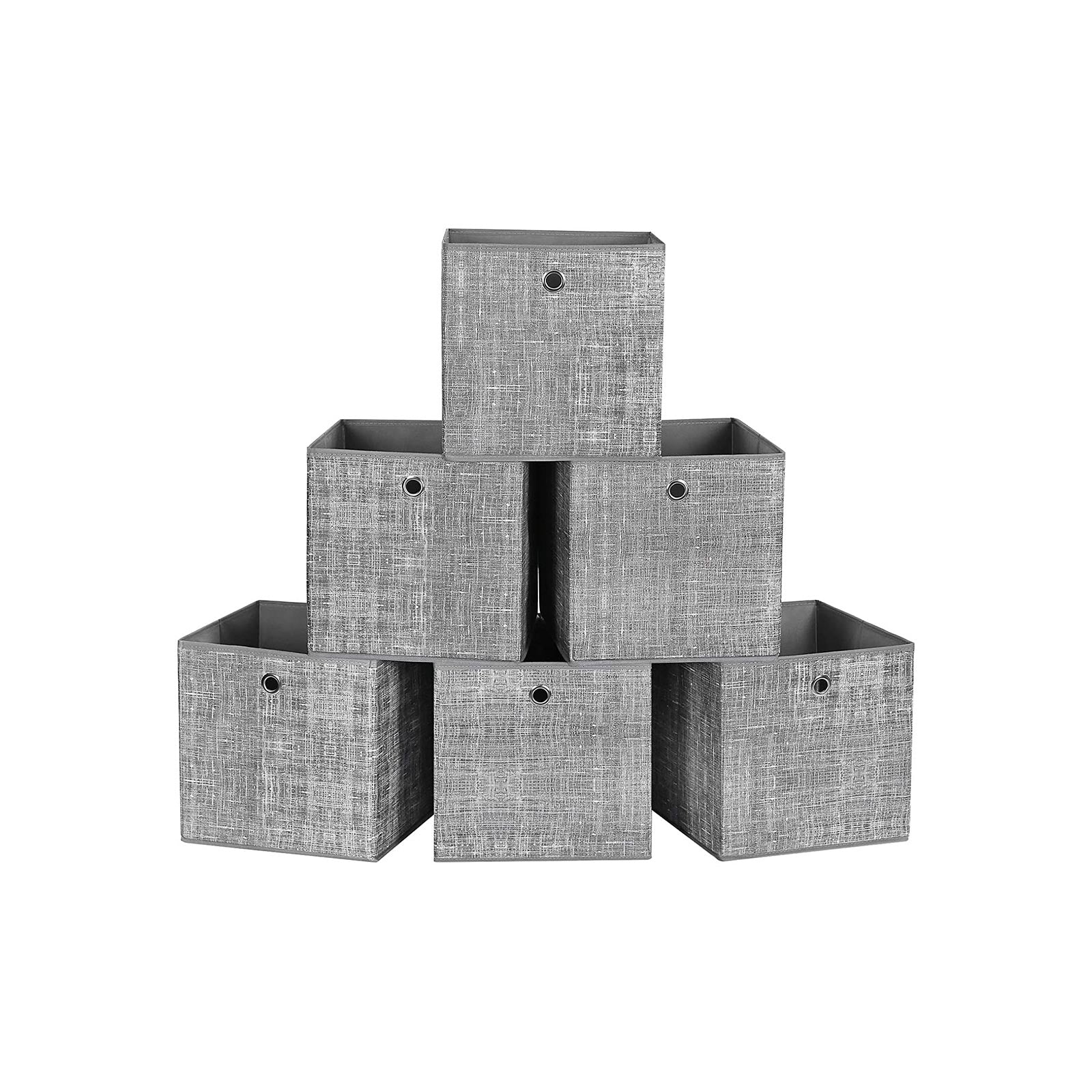 6er-Set Aufbewahrungsbox Faltbox 30 x 30 x 30 cm Grau