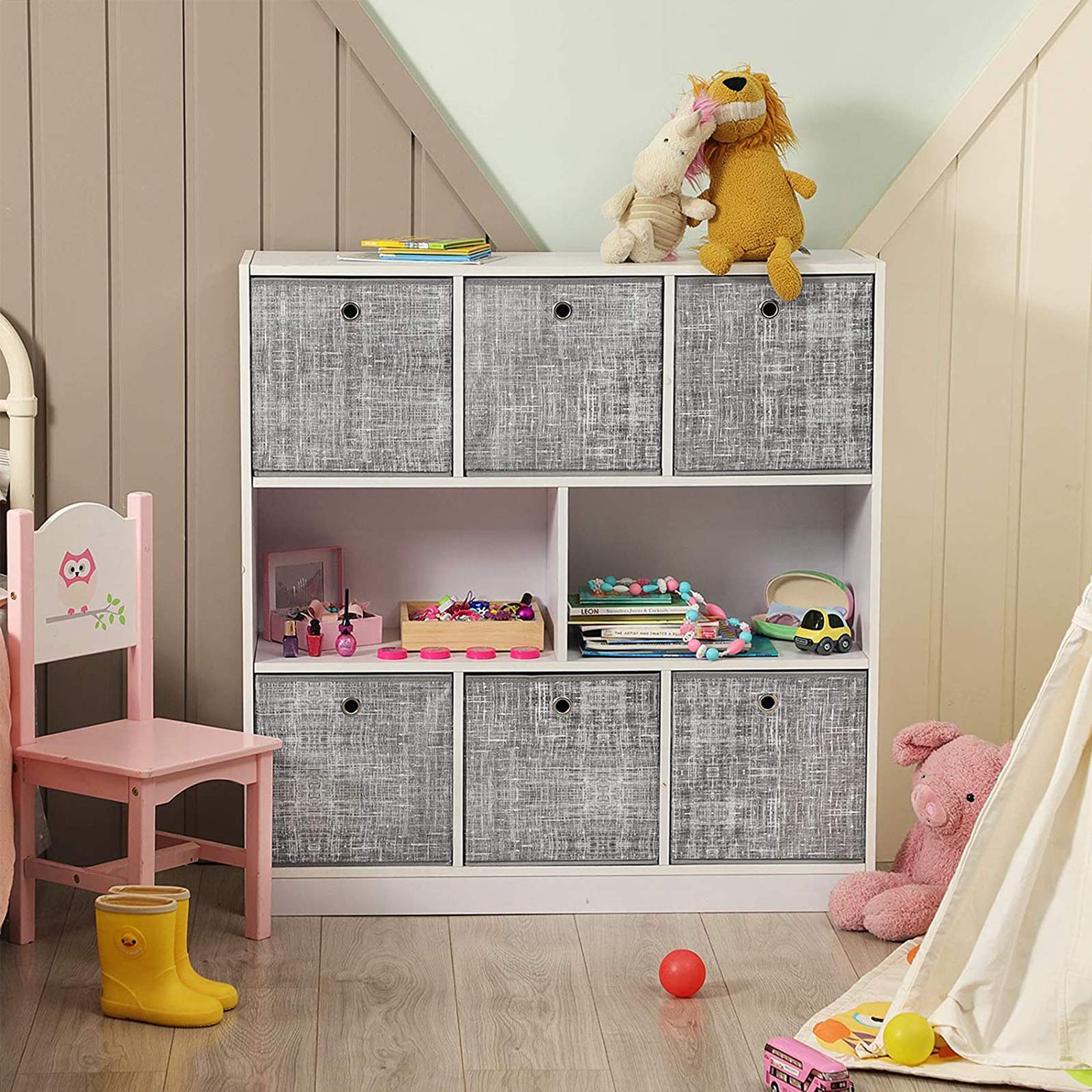 Hansiro 6er-Set Aufbewahrungsbox Faltbox 30 x 30 x 30 cm Grau –