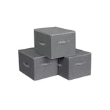 3er-Set Aufbewahrungsbox Faltbox mit Griffen 40 x 30 x 25 cm Grau