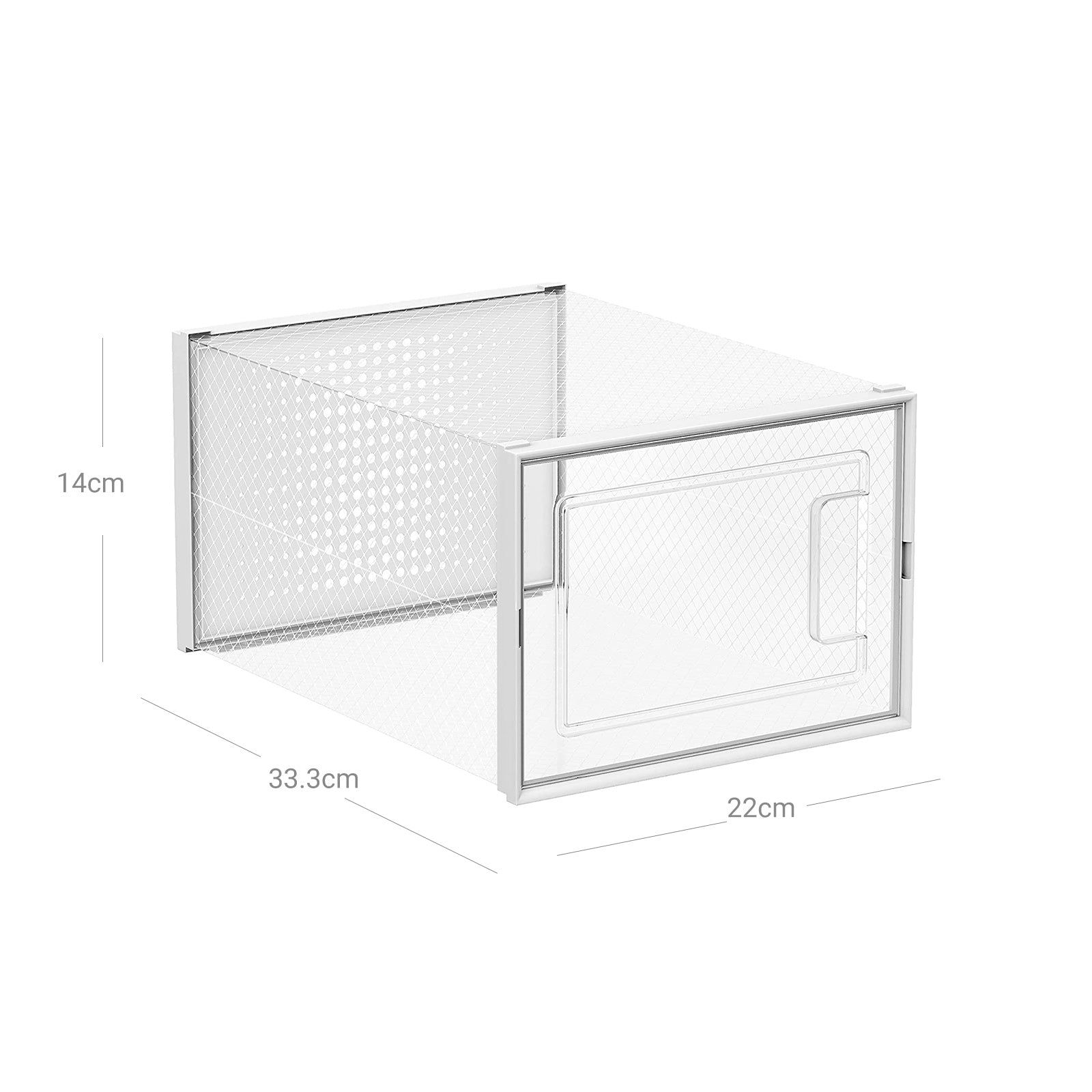 8er-Set Schuhbox Schuhorganizer 33,3 x 23 x 14 cm Weiß-Transparent
