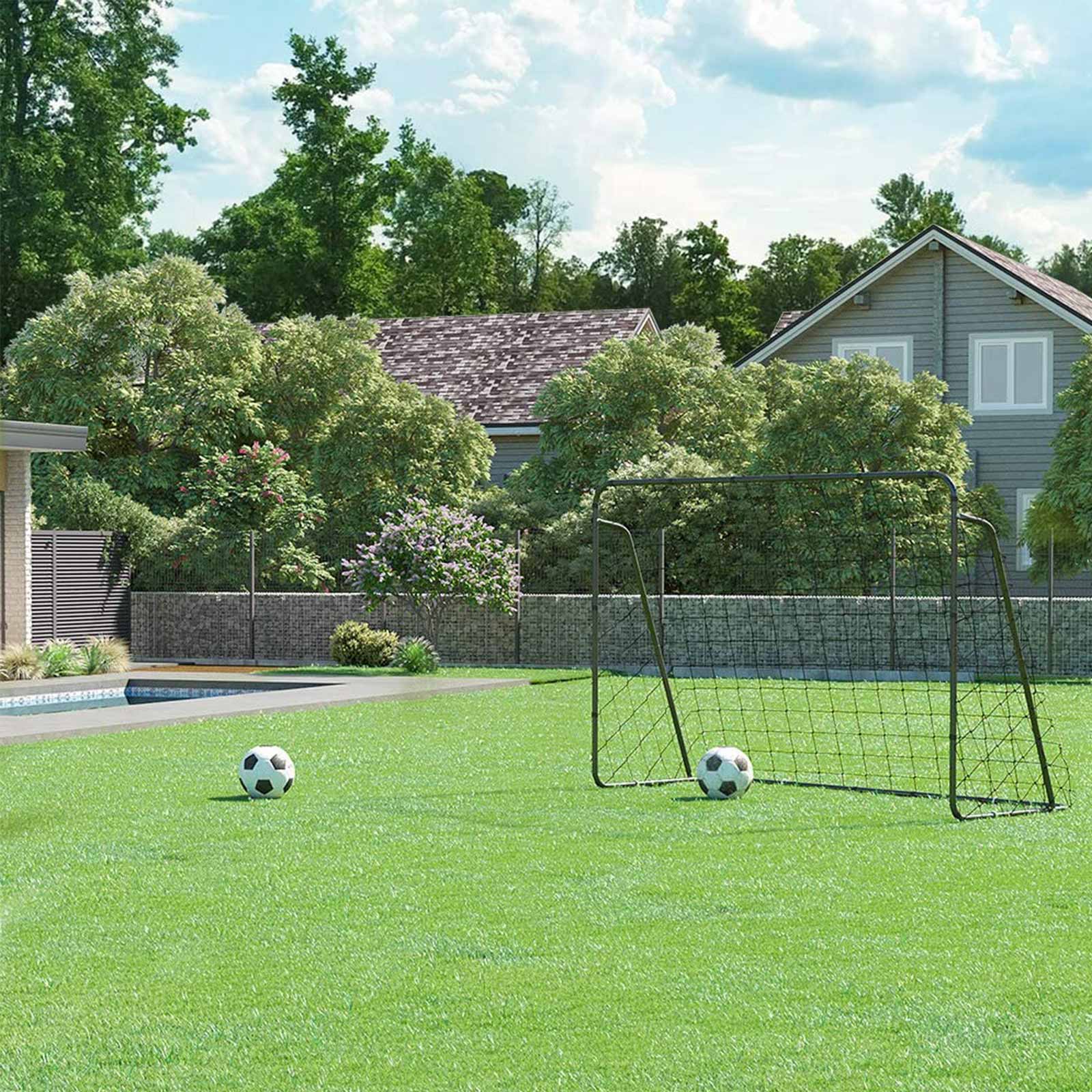 But de football tuyaux thermolaqués et filet en PE Noir