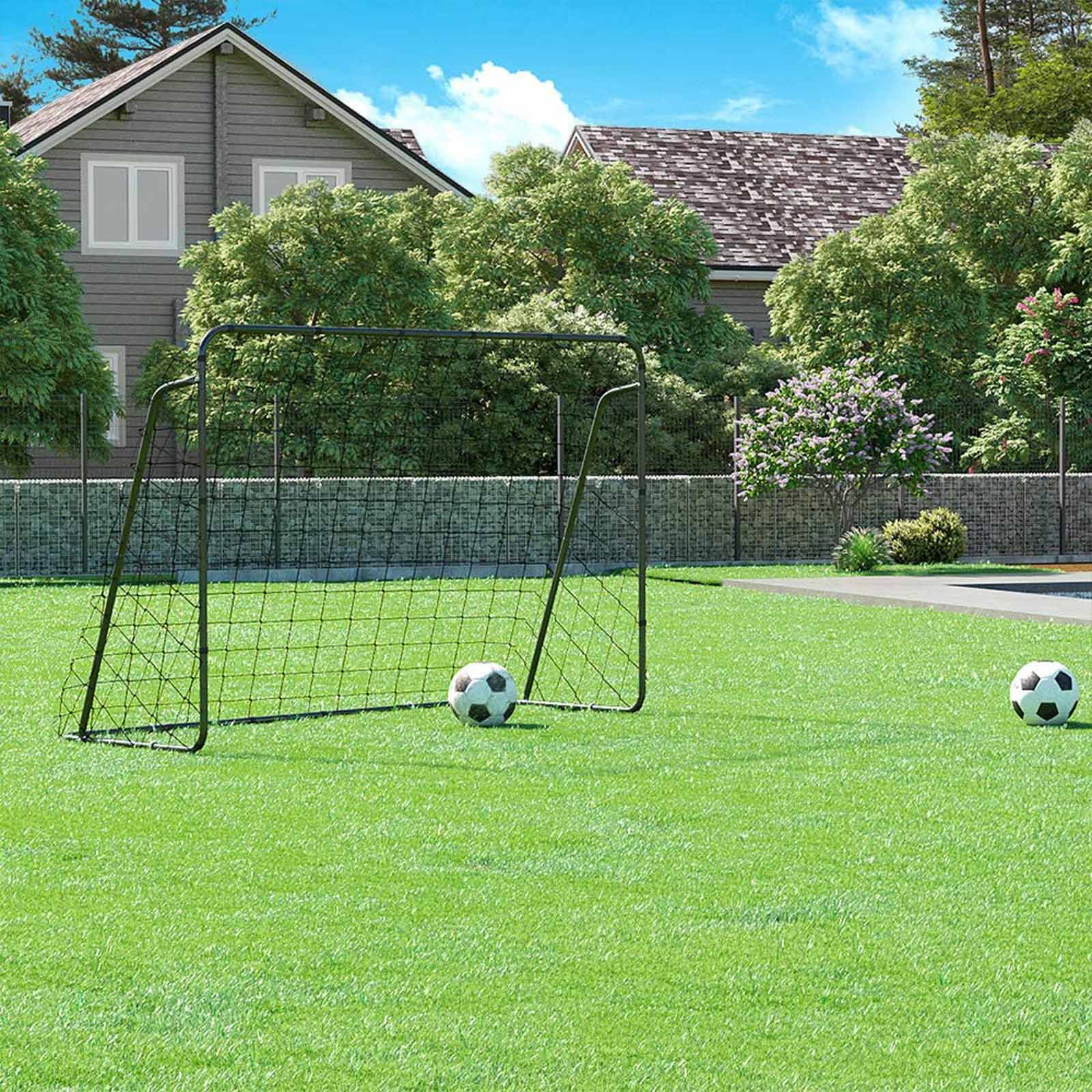 But de football tuyaux thermolaqués et filet en PE Noir