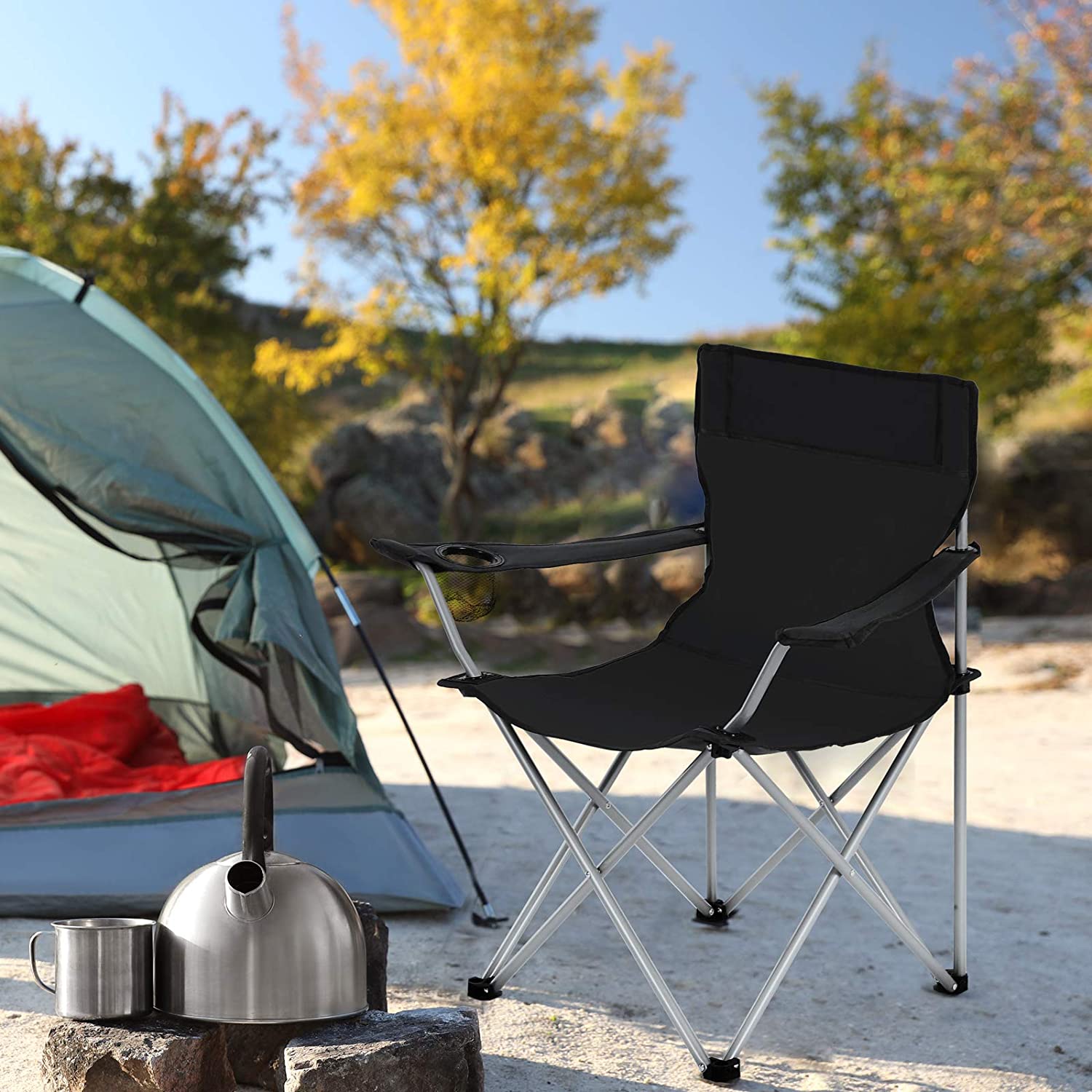 campingstuhl bis 120 kg Hansiro 2er-Set Campingstuhl Klappstuhl bis 120 kg belastbar Schwarz – Hansiro.de