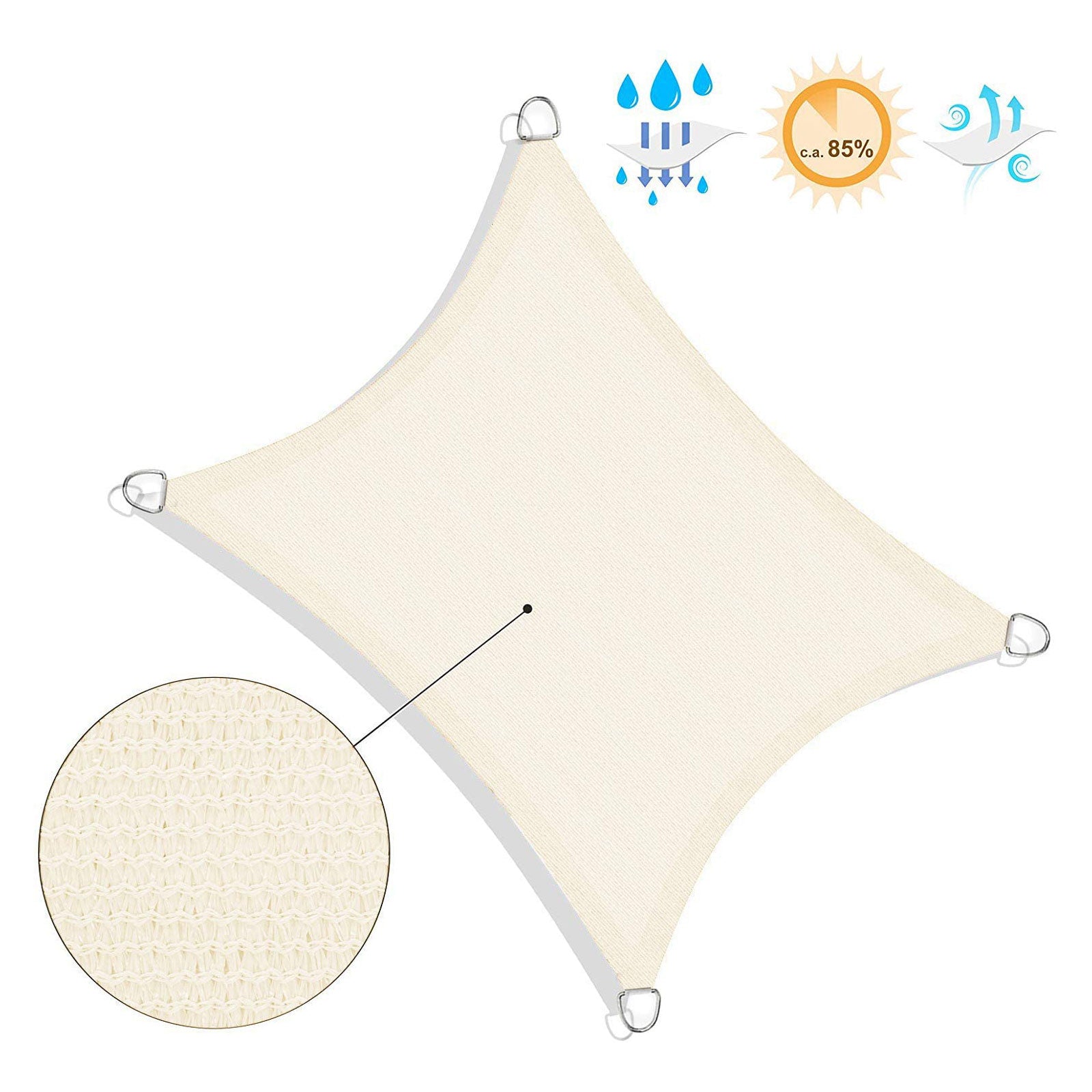 sonnensegel 3x4 weiß Hansiro Sonnensegel aus HDPE 3 x 4 m Weiß – Hansiro.de