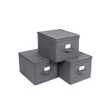 3er-Set Aufbewahrungsbox Faltbox 40 x 30 x 25 cm Grau