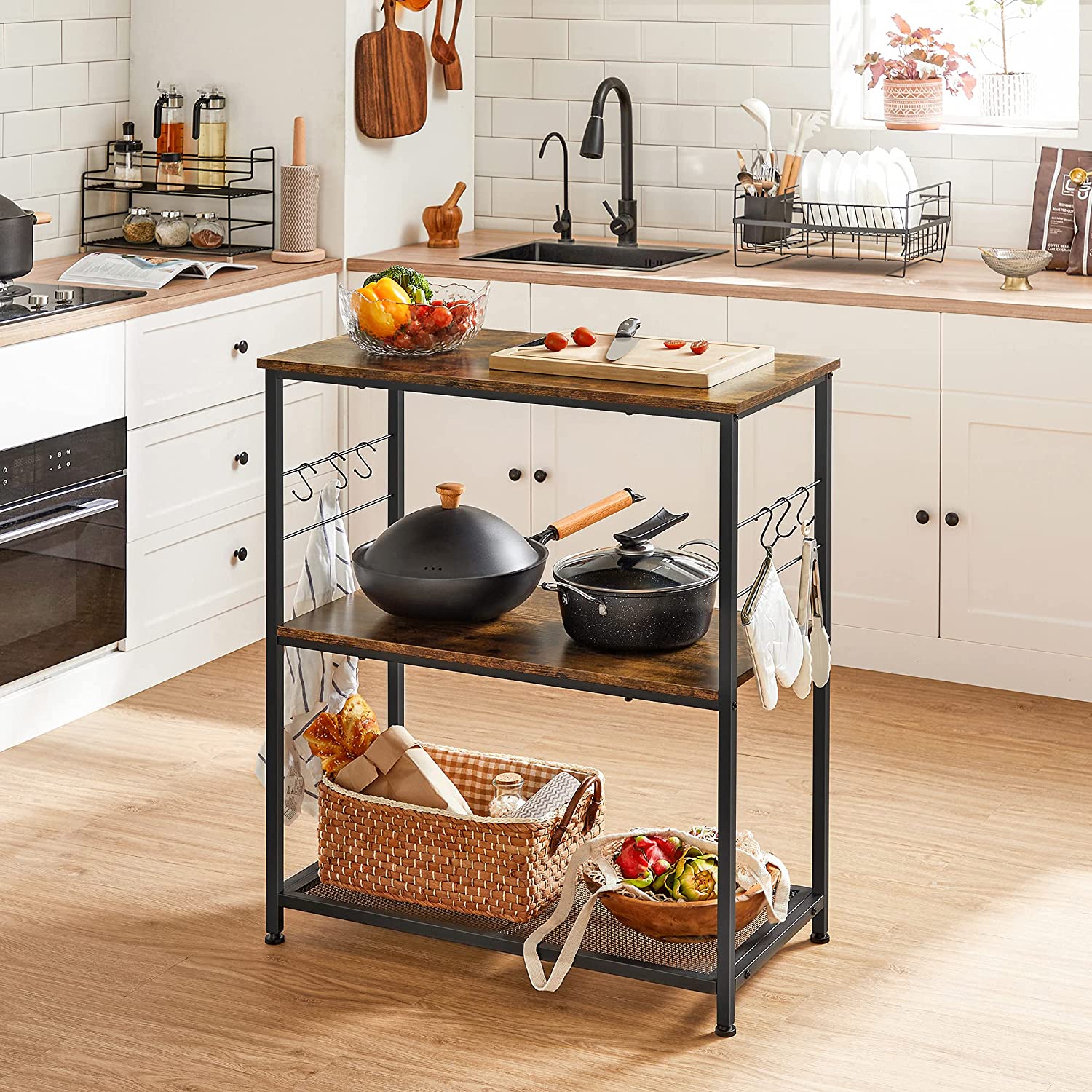 Hansiro Küchenregal Standregal 80 x 40 x 90 cm Vintagebraun-Schwarz –