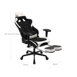 Gaming Stuhl Bürostuhl mit Fußstütze bis 150 kg belastbar Schwarz-Weiß