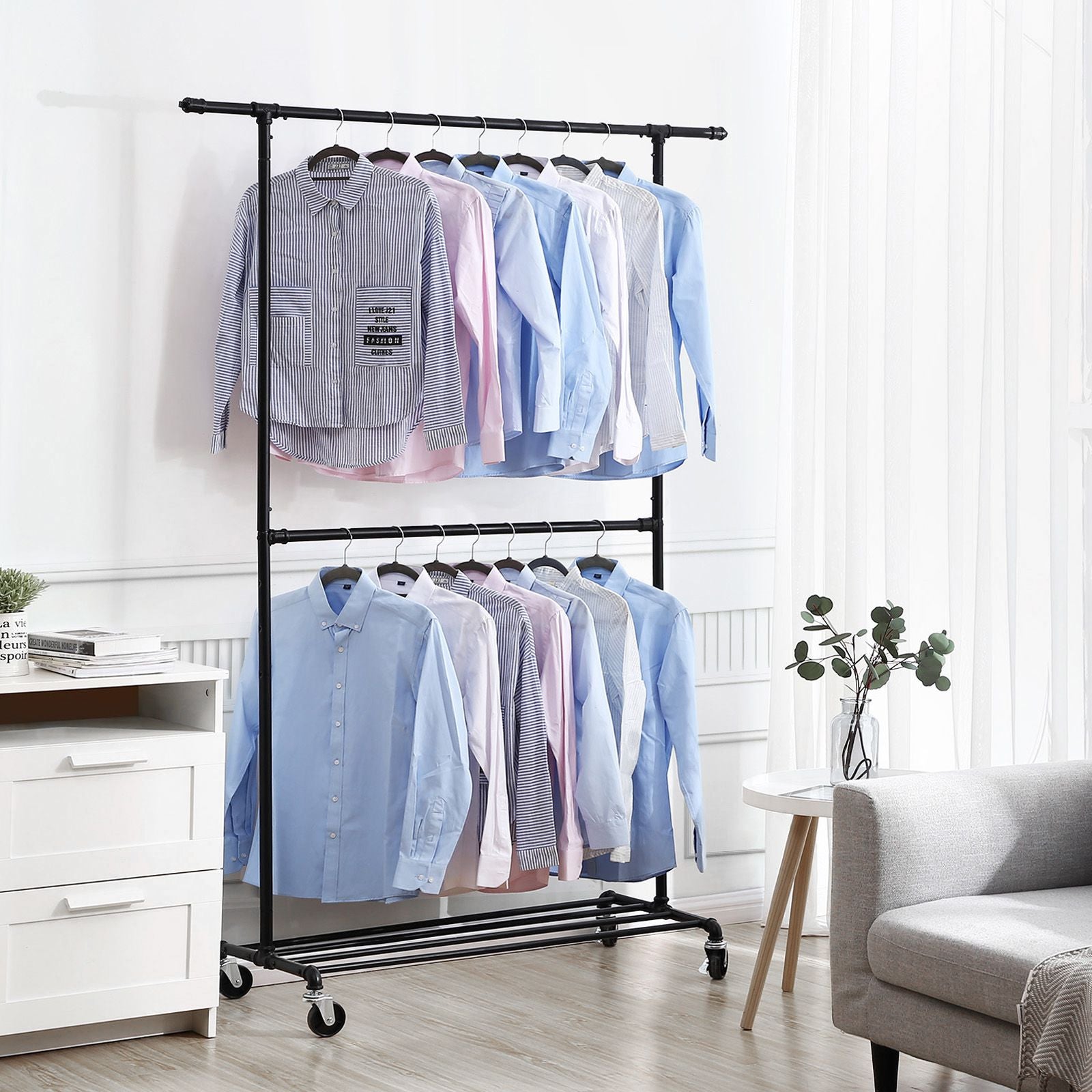 Hansiro Kleiderstange 130 x 49 x 198 cm Schwarz –