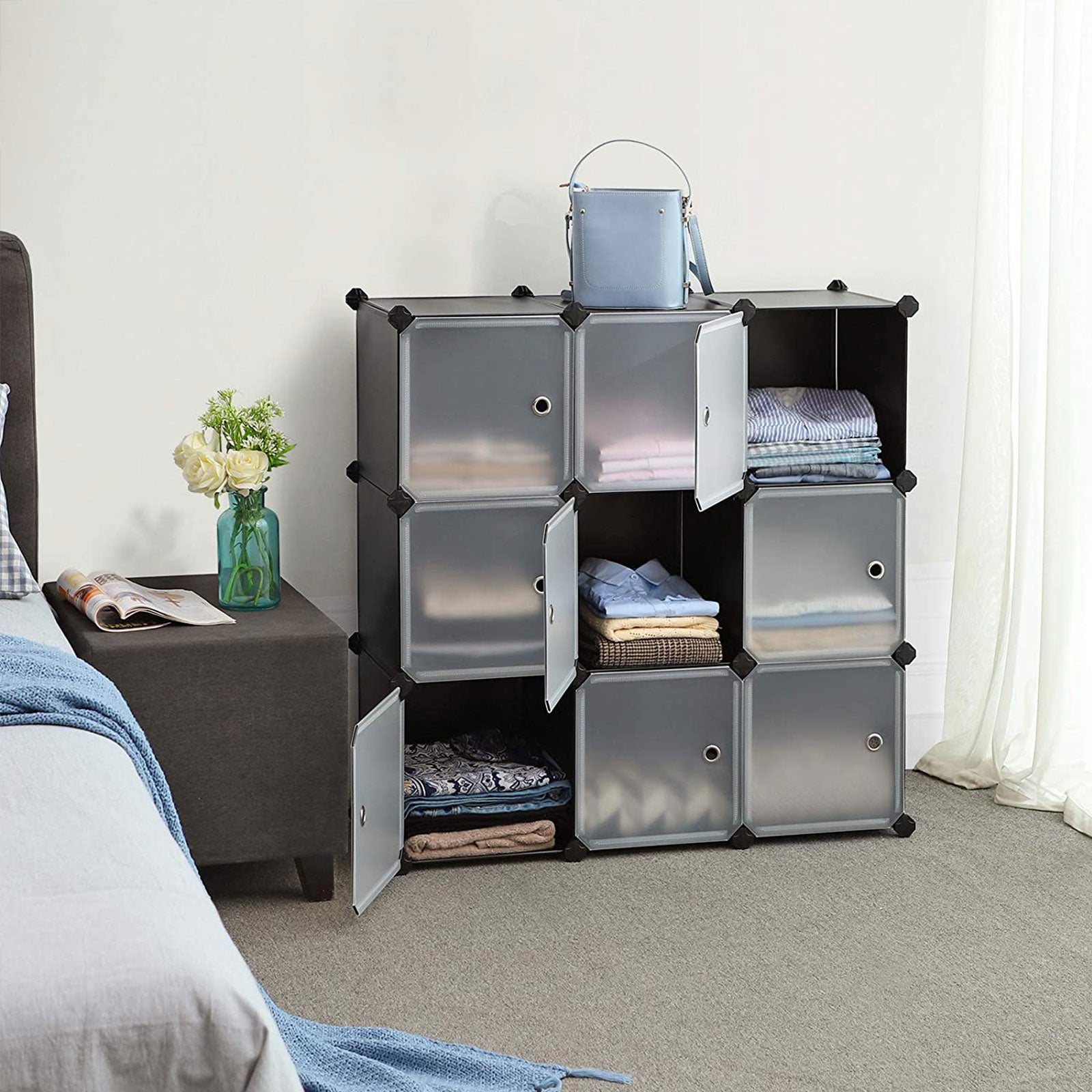 Hansiro Kunststoffschrank Kleiderschrank 93 x 31 x 93 cm Schwarz –