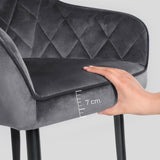 4er-Set Esszimmerstuhl Polsterstuhl mit Armlehnen bis 110 kg belastbar Grau