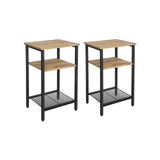 2er-Set Beistelltisch Nachttisch 34 x 29 x 58 cm Honigbraun-Schwarz