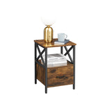 Nachttisch Beistelltisch Industriestil 40 x 40 x 55 cm Vintagebraun-Schwarz