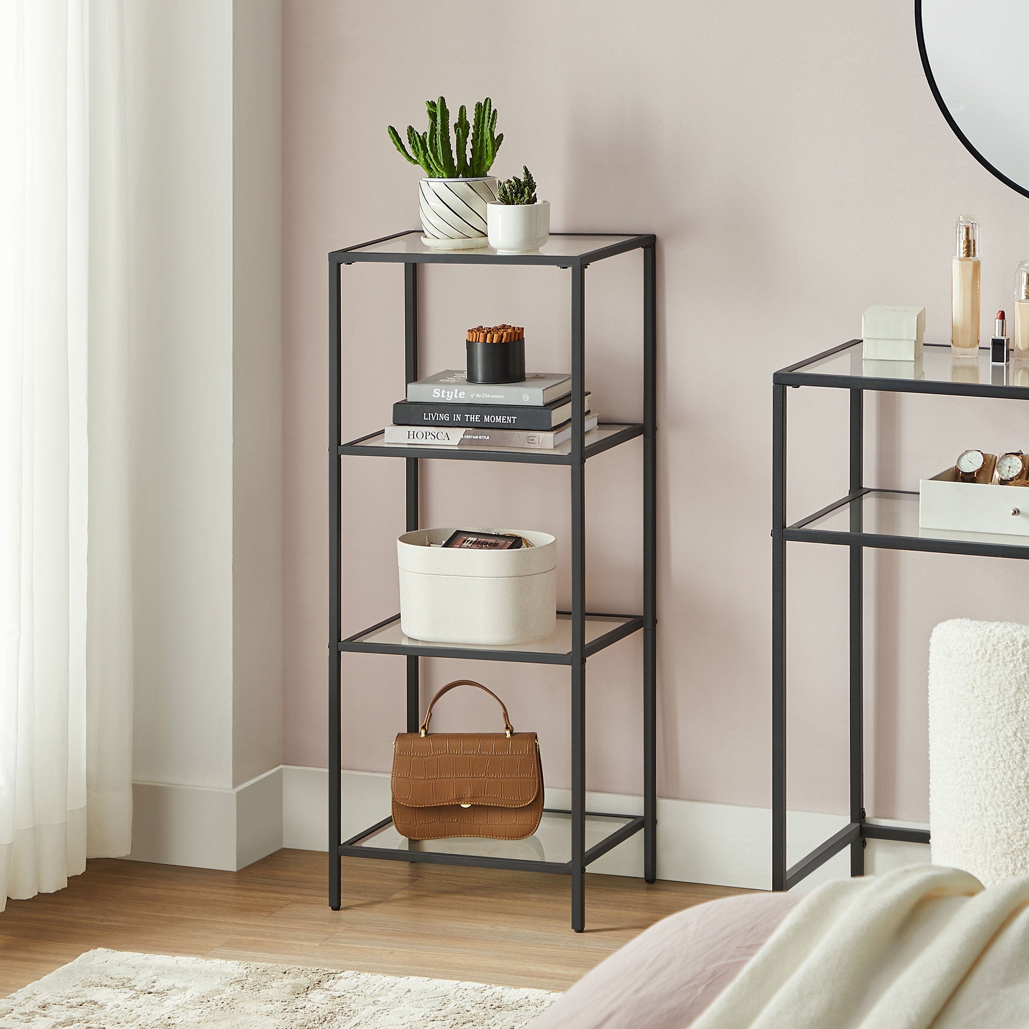 Hansiro Standregal Badezimmerregal 40 x 30 x 95 cm Schwarz –