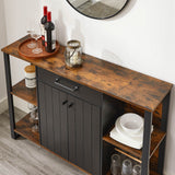Küchenschrank Sideboard 120 x 30 x 80 cm Vintagebraun-Schwarz