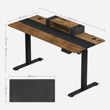 Schreibtisch mit Monitorständer 140 x 60 x (72-120) cm Vintagebraun-Schwarz
