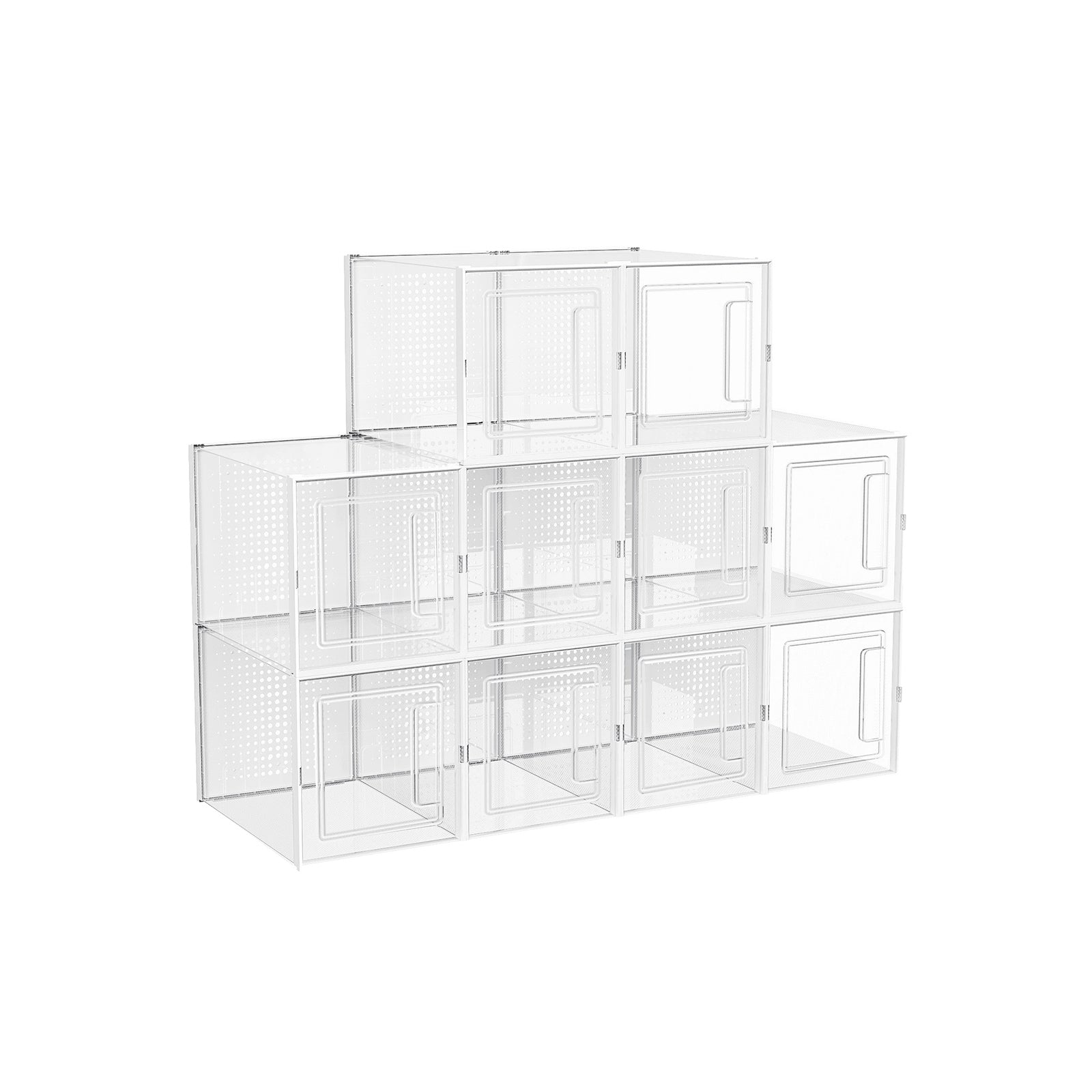 10er-Set Schuhbox Schuhorganizer 21 x 33,4 x 22,5 cm Weiß-Transparent