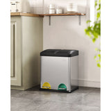 Mülleimer Mülltrennsystem 2 x 15 L Schwarz-Silbern