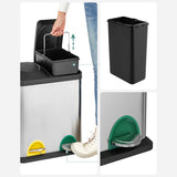 Mülleimer Mülltrennsystem 2 x 15 L Schwarz-Silbern